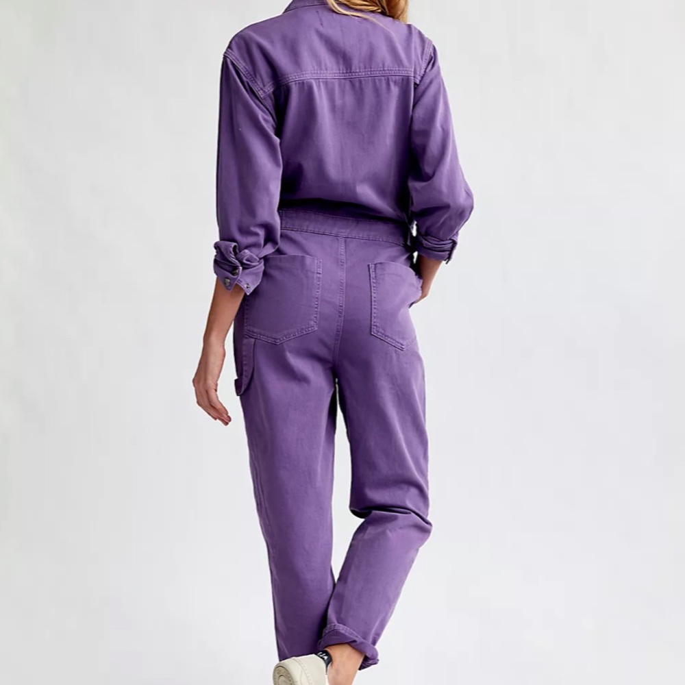 OneTeaspoon x Free People Starship M 8/10 Pink Utility Denim Jumpsuit Coveralls - Picture 11 of 13